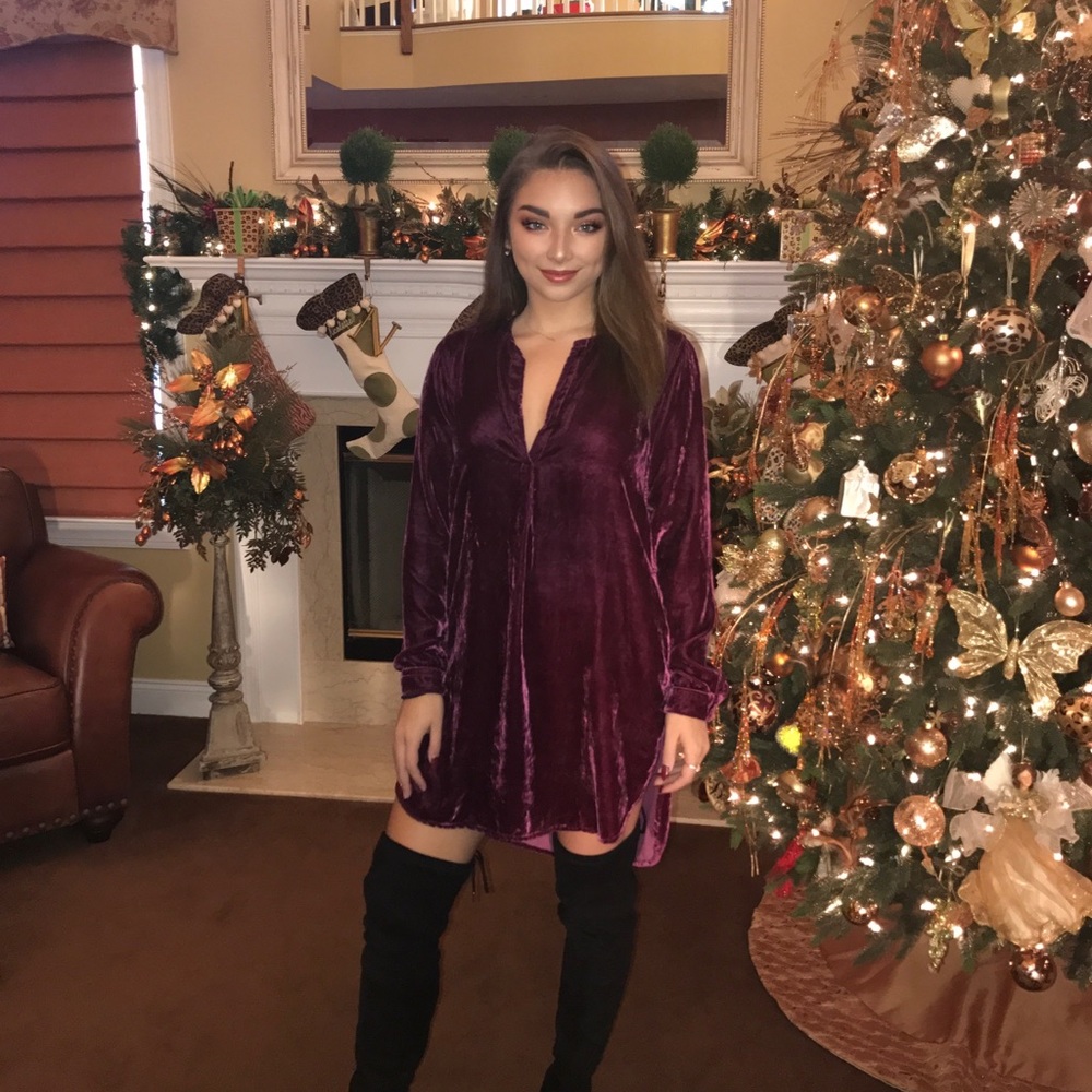 Free People Velvet Long Sleeve Dress